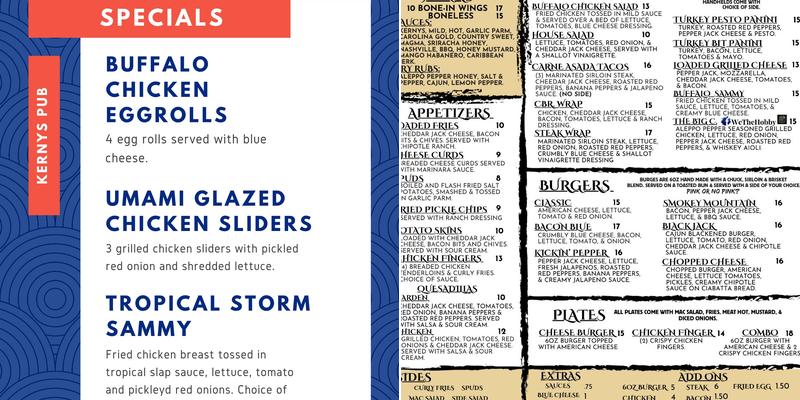 Kerny's Pub Menu