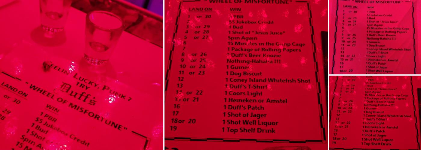 Duff's Menu