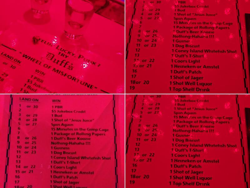Duff's Menu