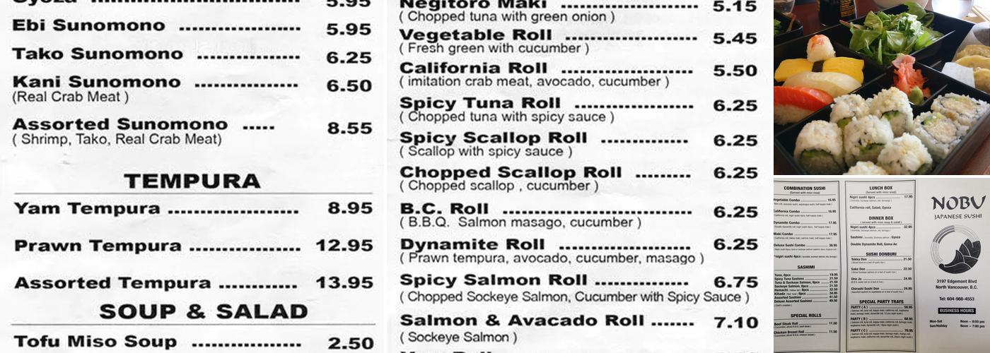 Nobu Sushi Menu