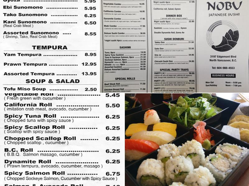 Nobu Sushi Menu