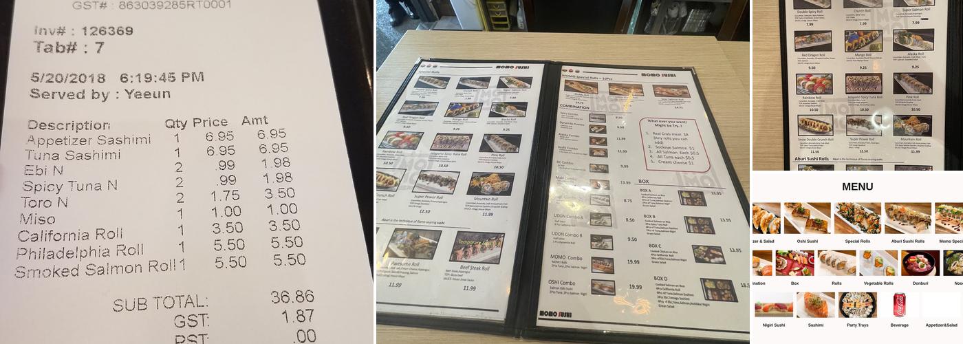 MOMO SUSHI BIDWELL Menu