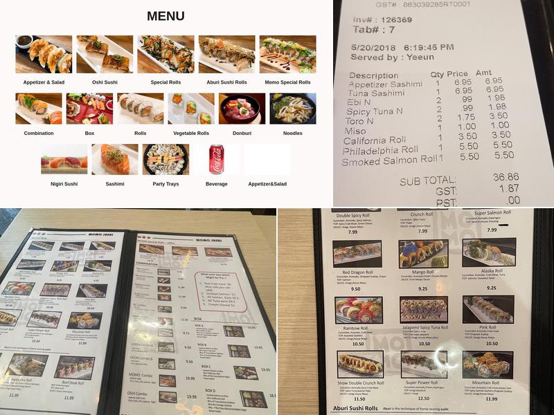 MOMO SUSHI BIDWELL Menu