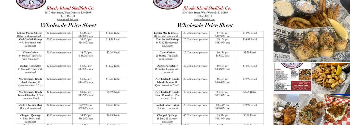 Rhode Island Shellfish Co. Menu