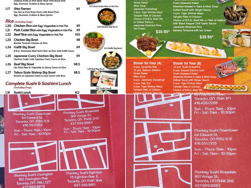 Monkey Sushi Menu