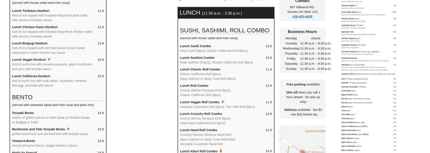 Nigiri-Ya (Leaside) Menu