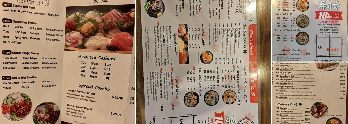 YO! Sushi Menu