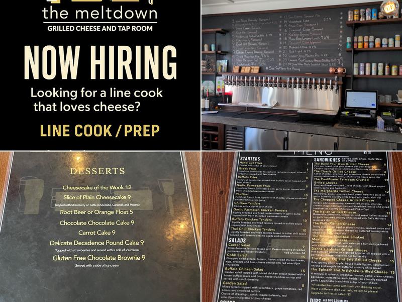 The Meltdown Grilled Cheese and Tap Room Menu