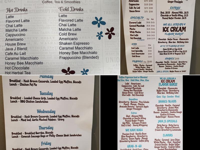 Java J's Cafe Menu