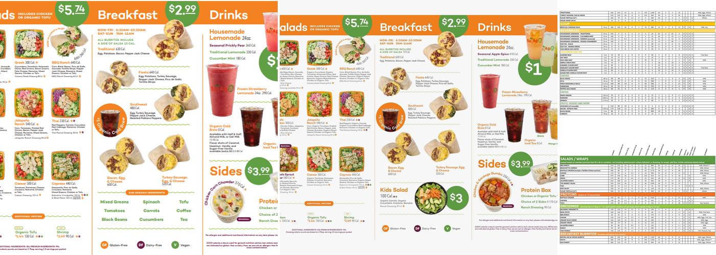Salad and Go Menu