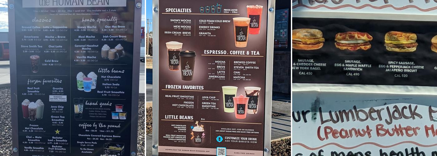The Human Bean Menu
