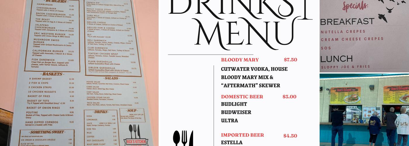 Rick's Kitchen Menu