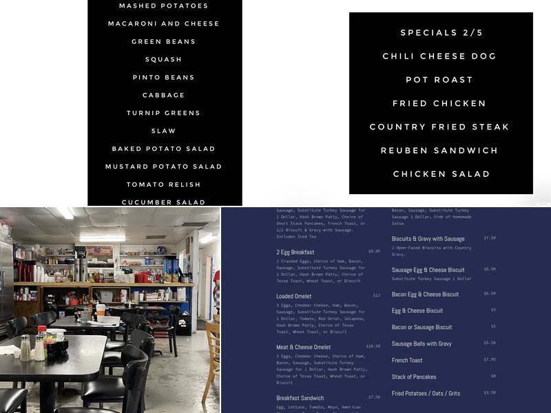 Rosie's Pot & Kettle Cafe Menu