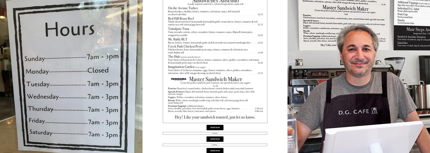D.G. Cafe Menu