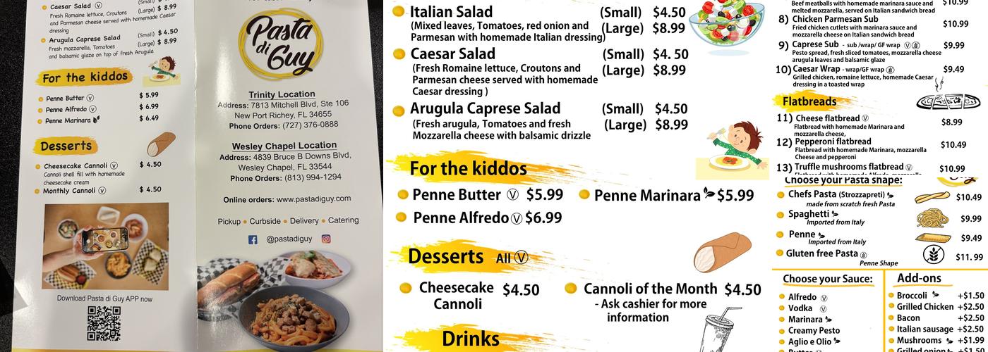 Pasta di Guy Wesley Chapel Menu