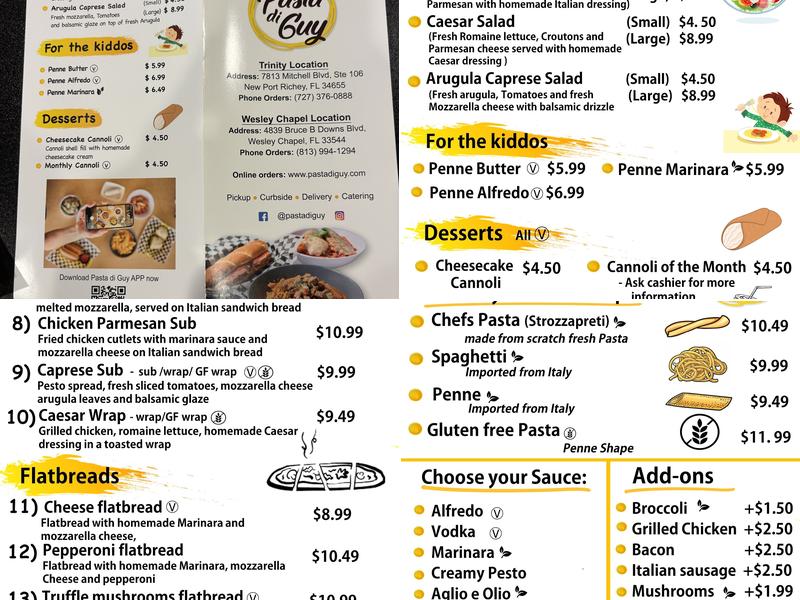 Pasta di Guy Wesley Chapel Menu