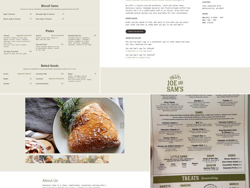 Joe and Sam’s Café Menu