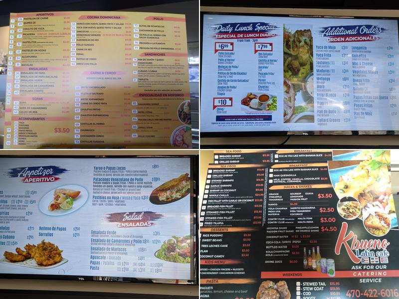 K. Bueno latin cafe Menu