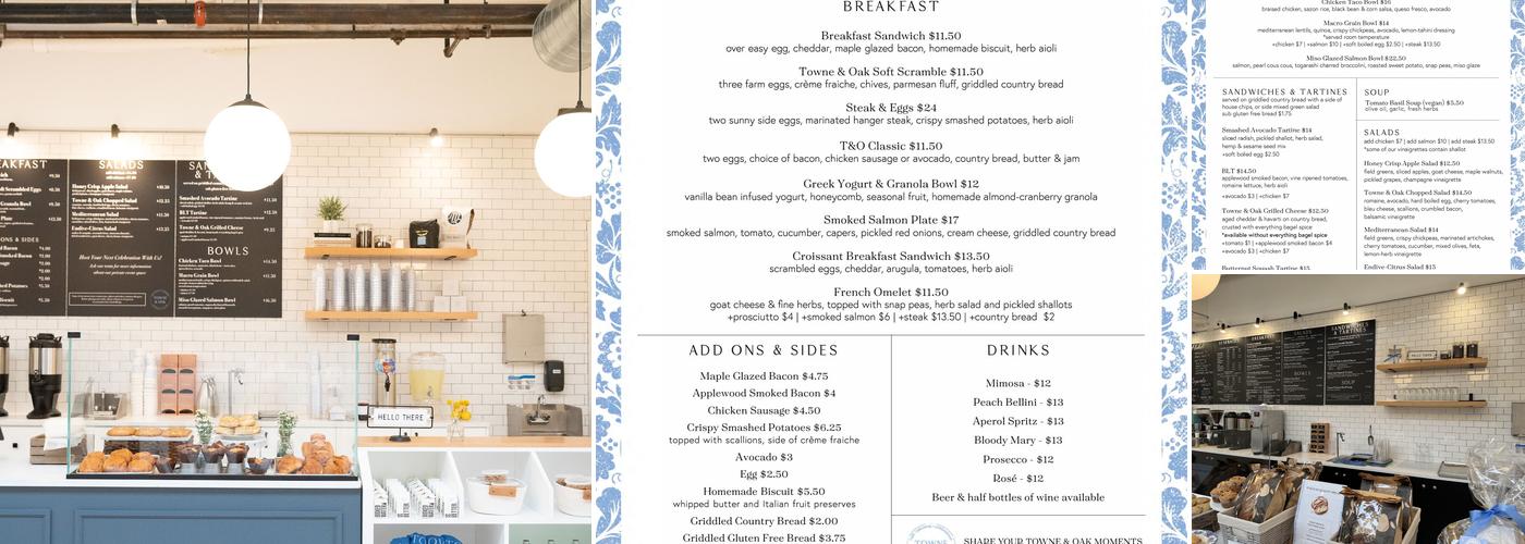 Towne & Oak Menu