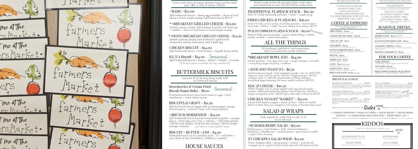 Three Twigs & Co Menu