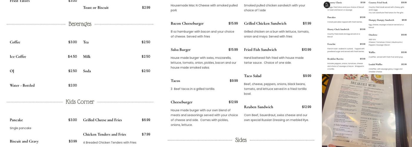 Mauki's Bakery & Country Store Menu