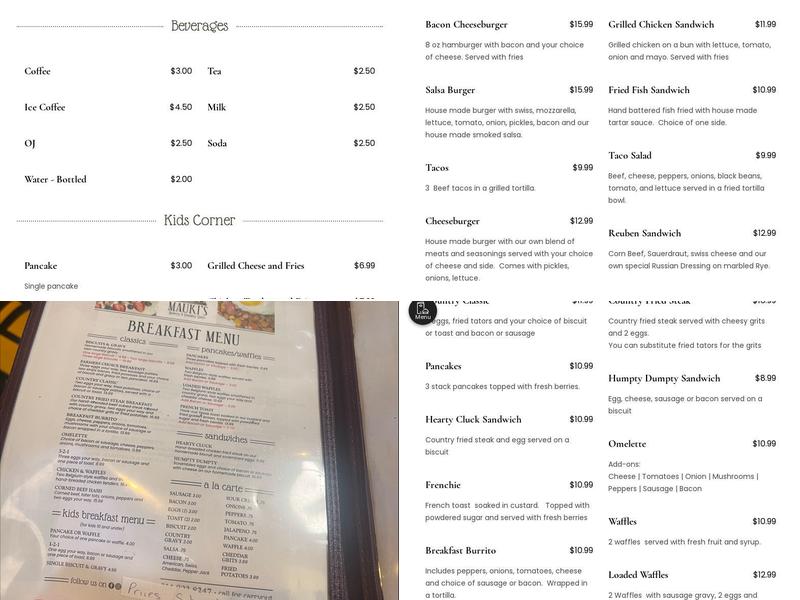 Mauki's Bakery & Country Store Menu