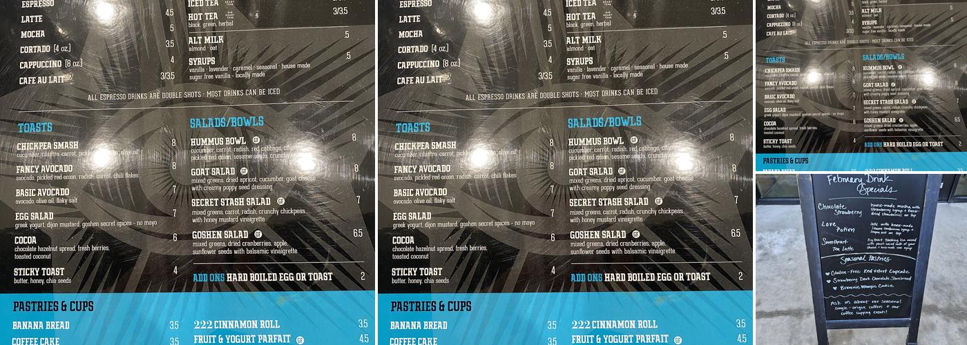 Goshen Coffee Roasters Menu