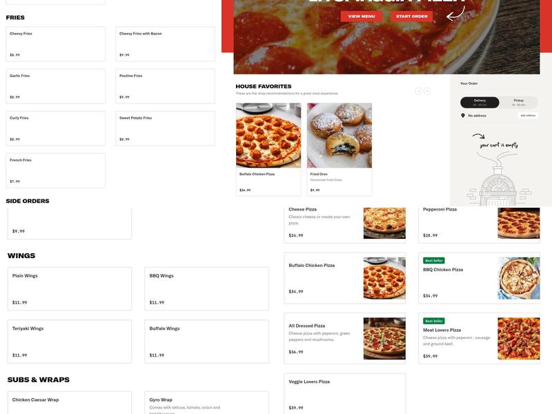 La Spiaggia Pizza Menu