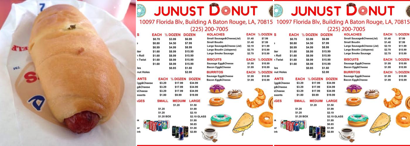 Junust Donut&Breakfast Menu