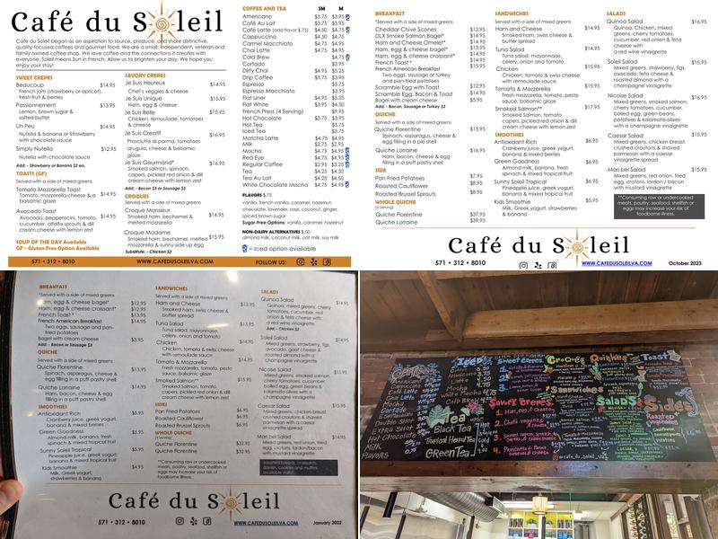 Café du Soleil Menu