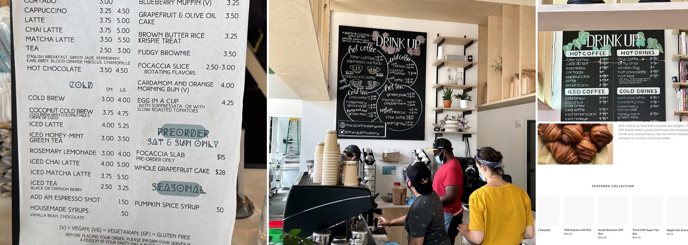 Third Cliff Bakery Menu