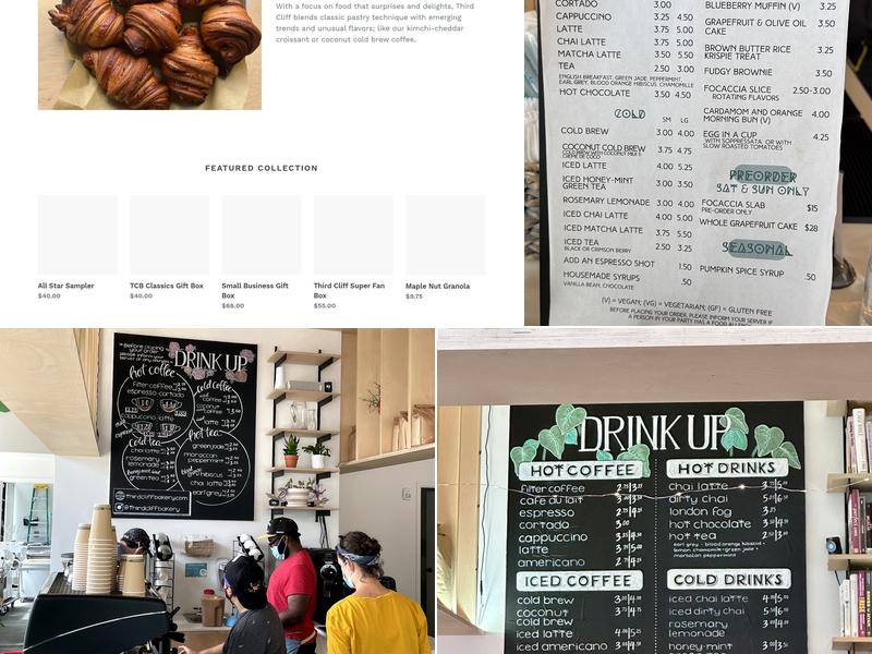 Third Cliff Bakery Menu