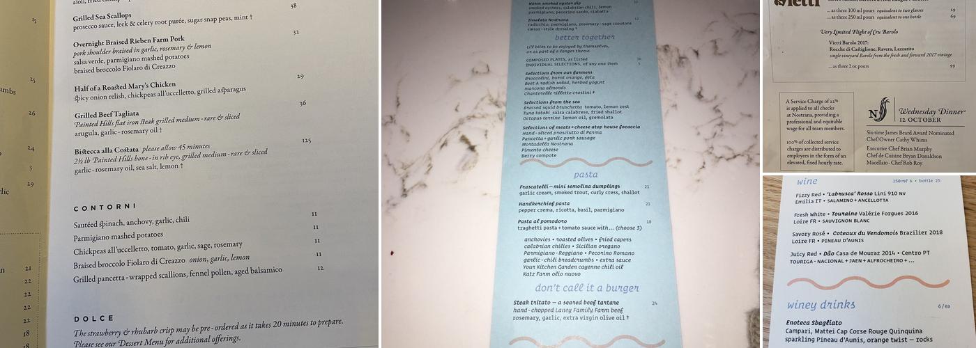 Enoteca Nostrana Menu