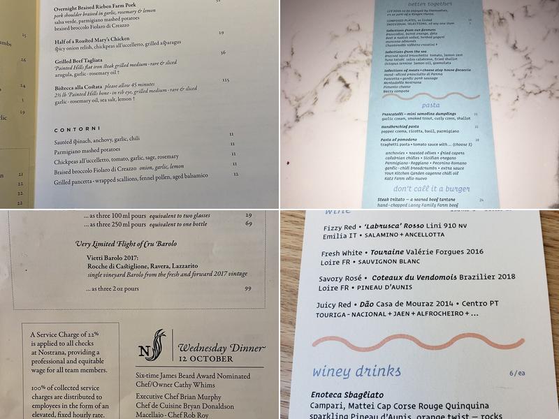 Enoteca Nostrana Menu