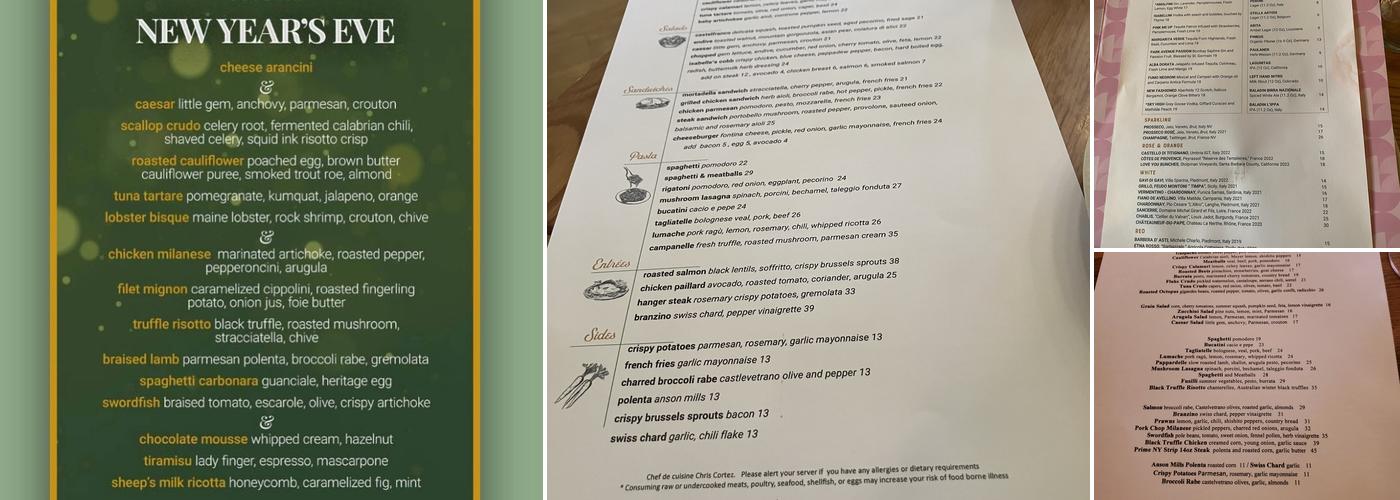 Isabelle's Osteria Menu
