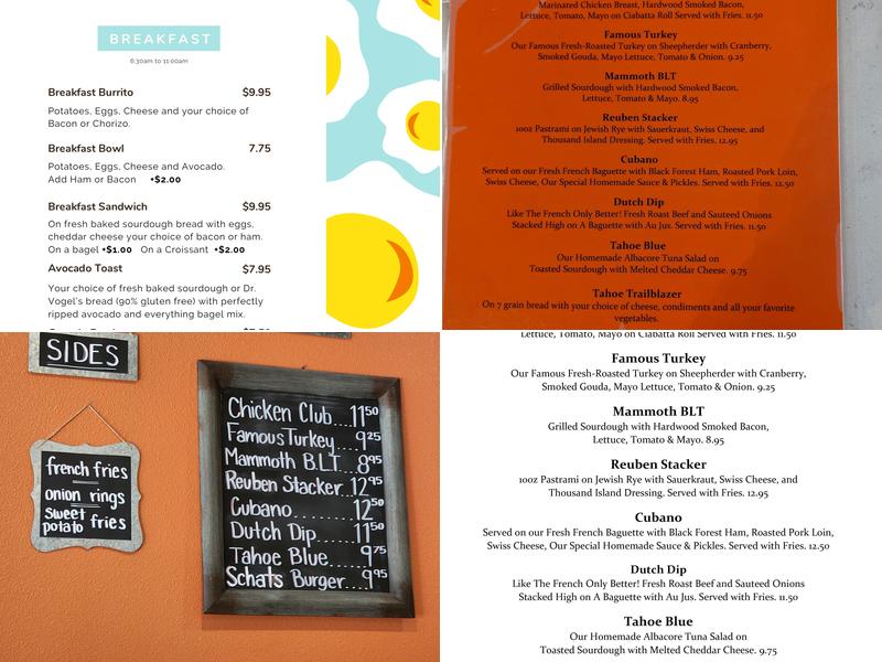 Schat's Bakery & Restaurant | Minden Menu