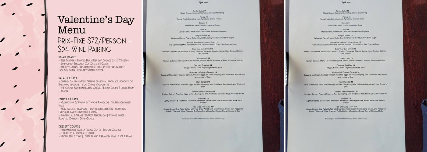 Paris Restaurant Anacortes Menu