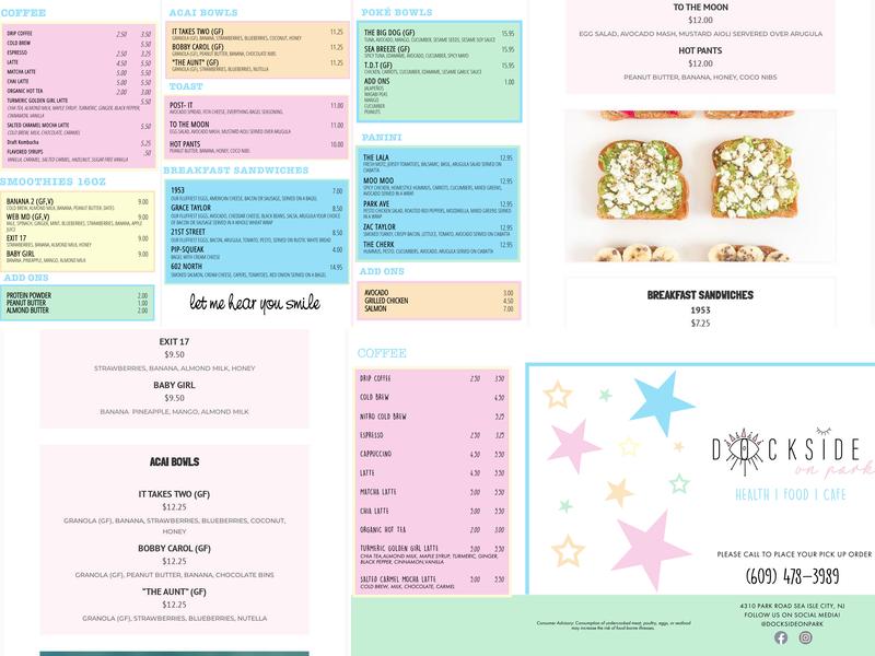 Dockside on Park Menu