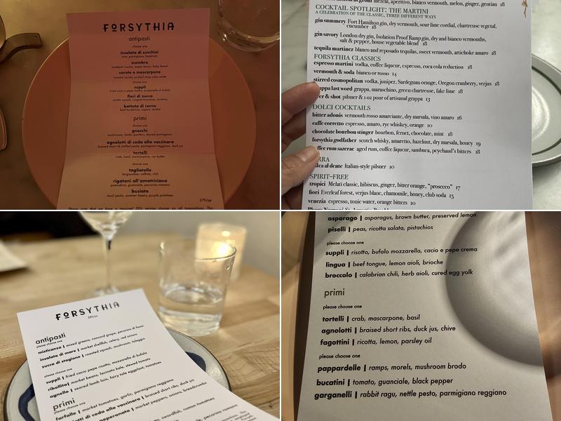 Forsythia NYC Menu