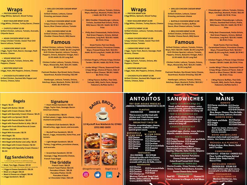 Bagel Bros 2 Menu