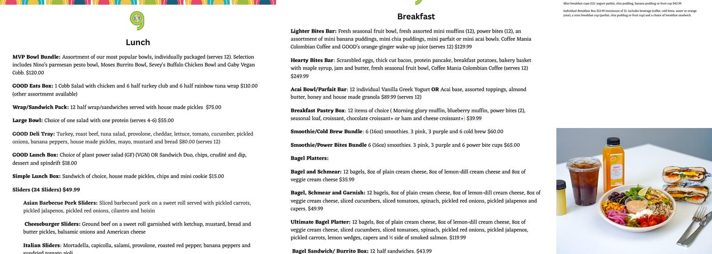 GOOD eats & sips Menu