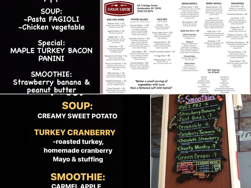 Evolve eatery Menu