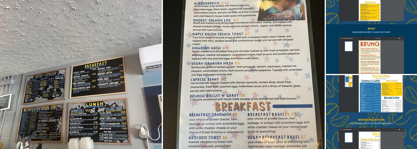 Yellow Mug Coffee Lounge Menu