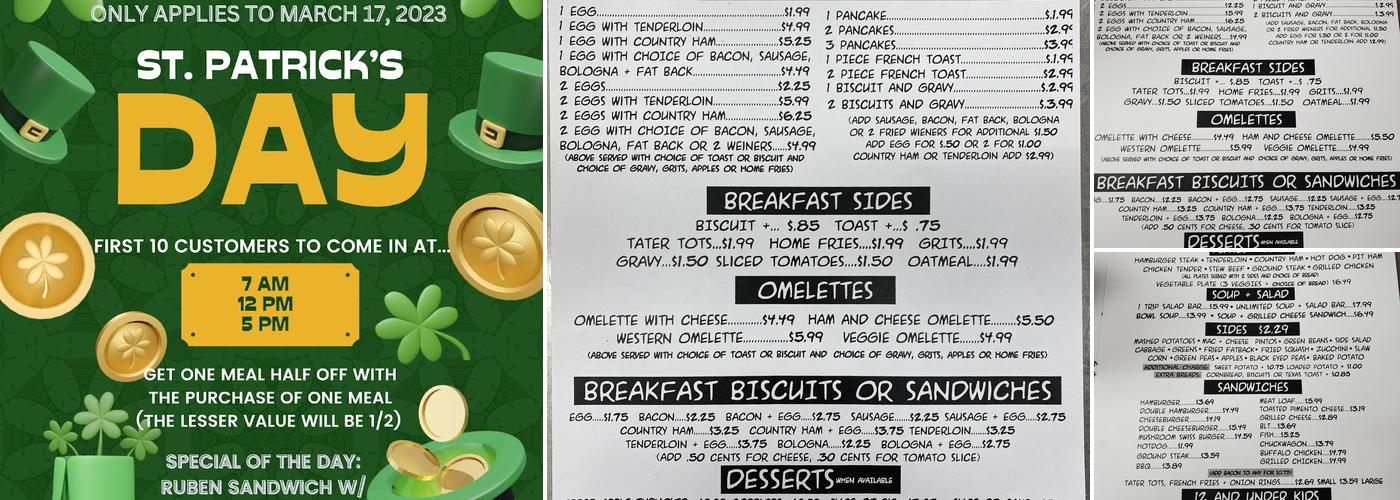 Ol' Farmer Menu