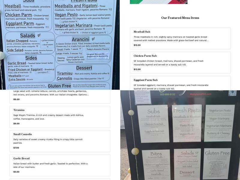 Mangiamo! Menu