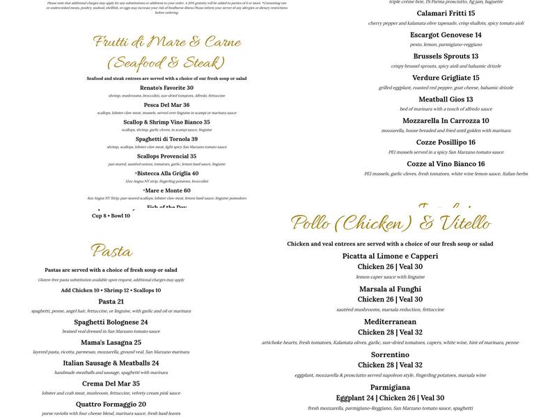 Gios Italian Kitchen Myrtle Beach Menu
