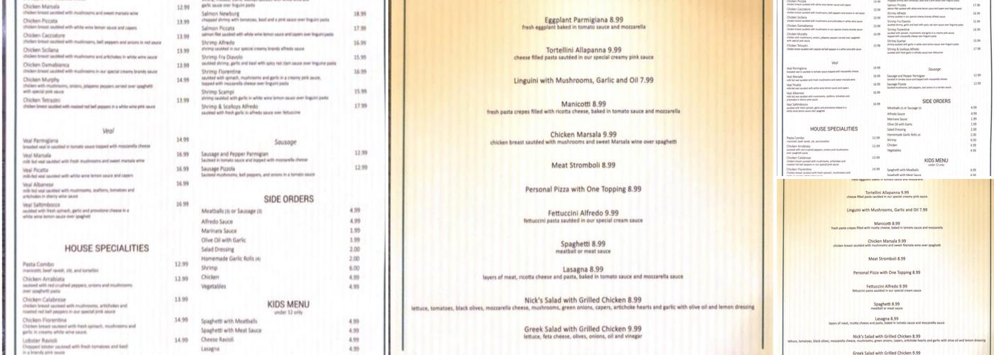 Roma Menu