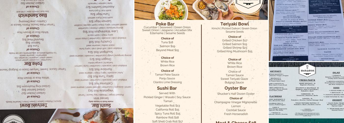 Dock and Drink Menu