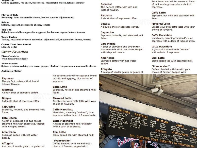 Cafè Calabria Menu