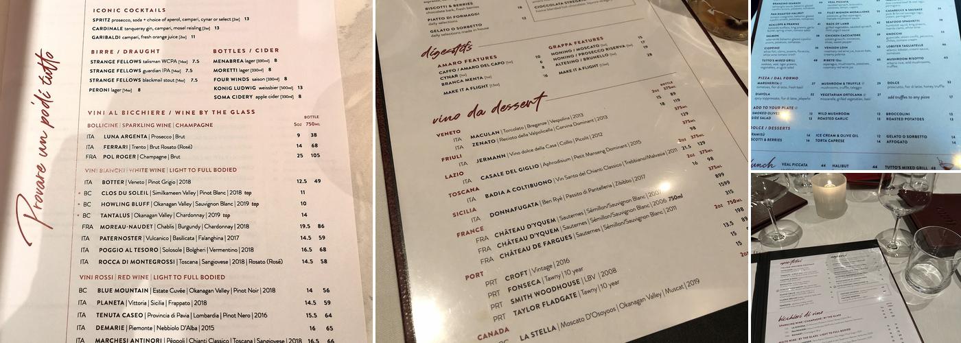 Tutto Restaurant & Bar Menu